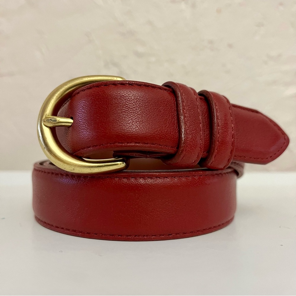 COACH Vintage Red Leather and Brass Belt